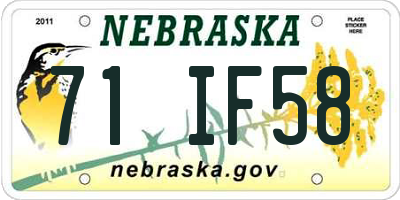NE license plate 71IF58