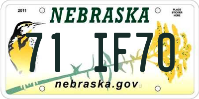 NE license plate 71IF70