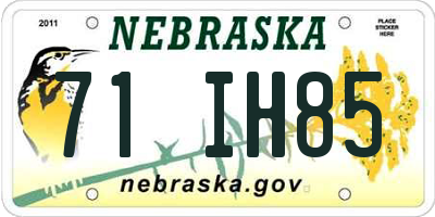 NE license plate 71IH85