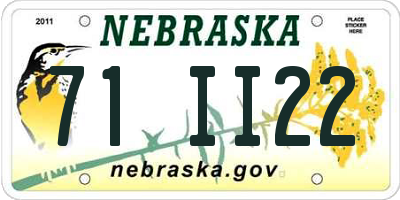 NE license plate 71II22