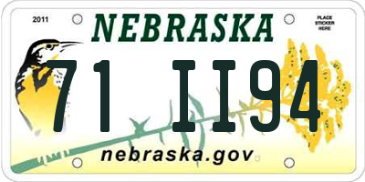 NE license plate 71II94