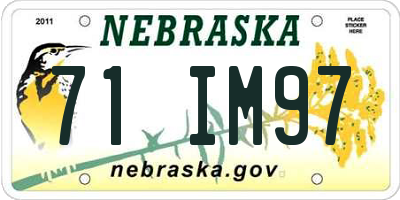 NE license plate 71IM97