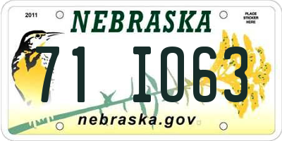 NE license plate 71IO63