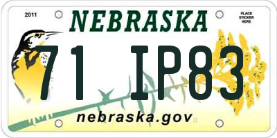 NE license plate 71IP83