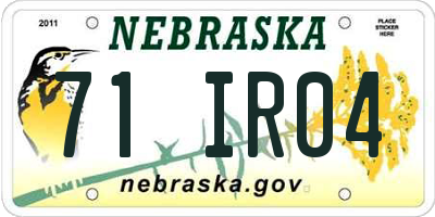NE license plate 71IR04