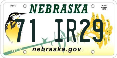 NE license plate 71IR29