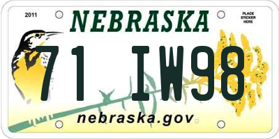 NE license plate 71IW98