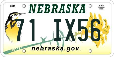 NE license plate 71IX56