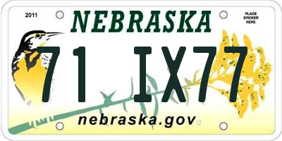 NE license plate 71IX77