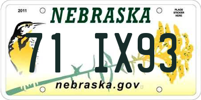 NE license plate 71IX93
