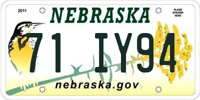 NE license plate 71IY94