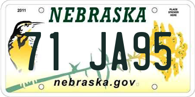NE license plate 71JA95