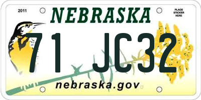 NE license plate 71JC32