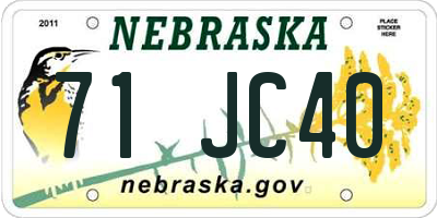 NE license plate 71JC40