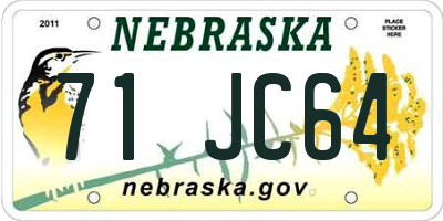NE license plate 71JC64