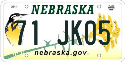 NE license plate 71JK05