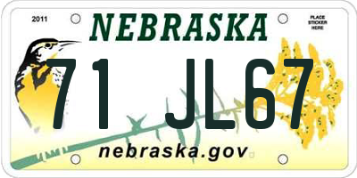 NE license plate 71JL67