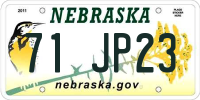 NE license plate 71JP23