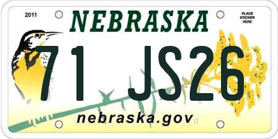 NE license plate 71JS26