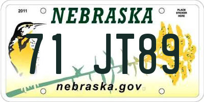 NE license plate 71JT89