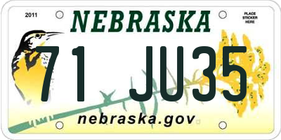 NE license plate 71JU35
