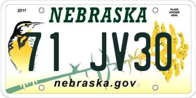 NE license plate 71JV30