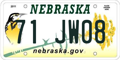 NE license plate 71JW08