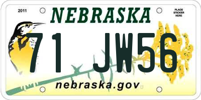 NE license plate 71JW56