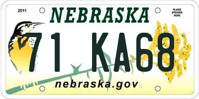 NE license plate 71KA68