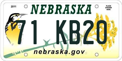 NE license plate 71KB20