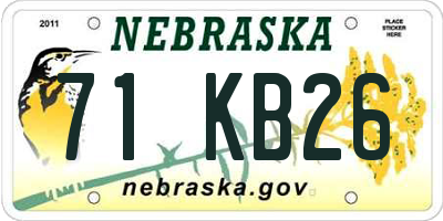 NE license plate 71KB26