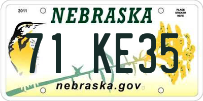 NE license plate 71KE35