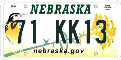 NE license plate 71KK13