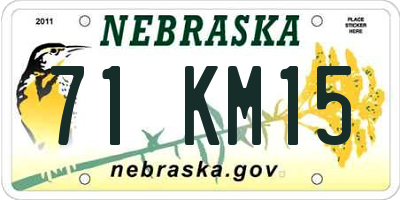 NE license plate 71KM15