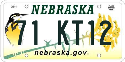 NE license plate 71KT12