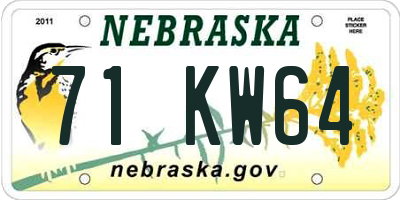 NE license plate 71KW64