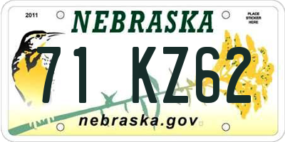NE license plate 71KZ62