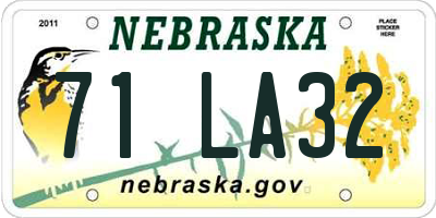 NE license plate 71LA32