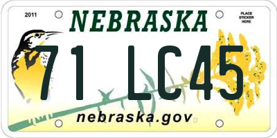 NE license plate 71LC45