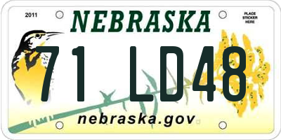 NE license plate 71LD48