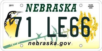 NE license plate 71LE66