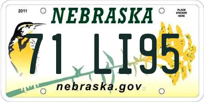 NE license plate 71LI95
