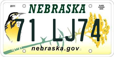 NE license plate 71LJ74