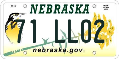 NE license plate 71LL02
