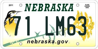 NE license plate 71LM63