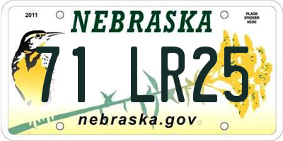 NE license plate 71LR25