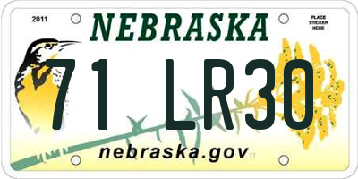 NE license plate 71LR30
