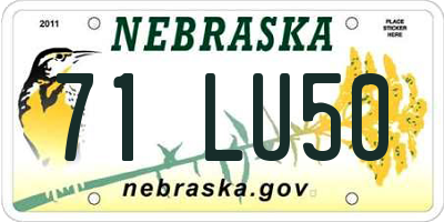NE license plate 71LU50