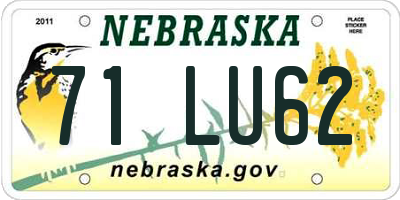 NE license plate 71LU62