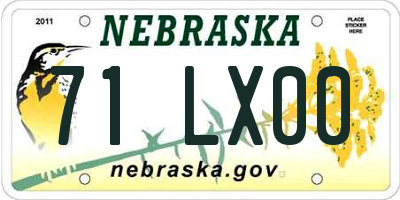 NE license plate 71LX00